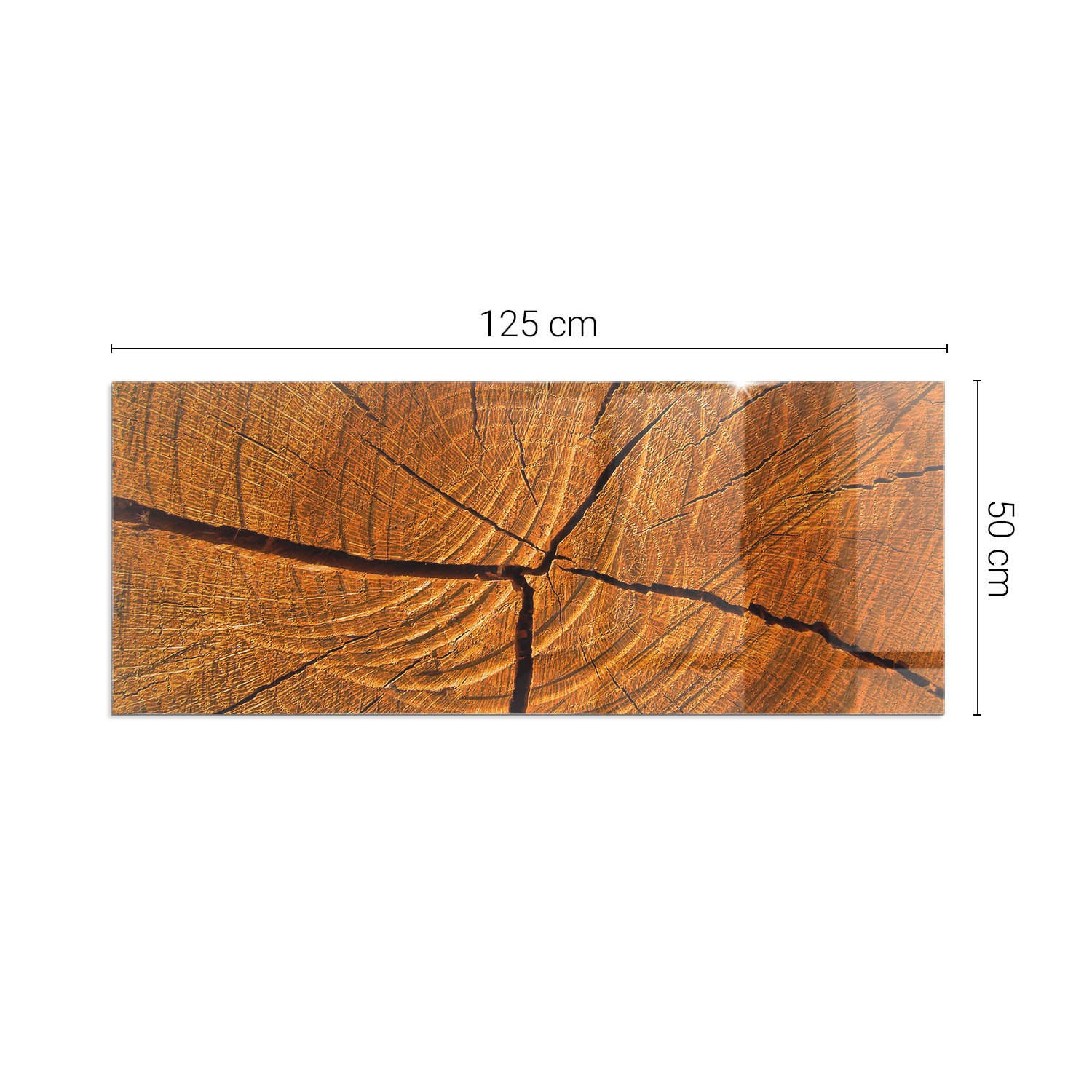 Szkło hartowane na podłogę pod kominek - 125x50 cm - Słoje drewna w przekroju - TULUP - 2