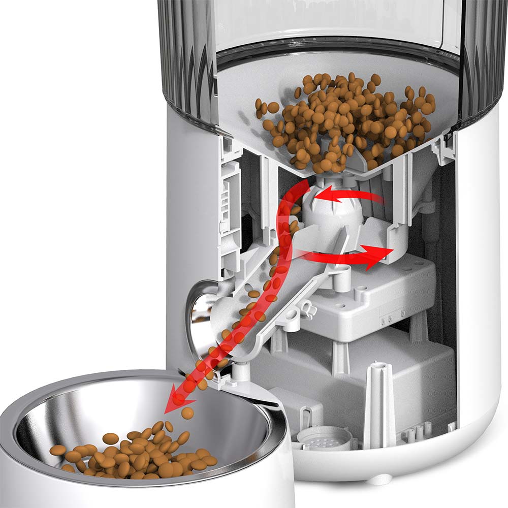 4L Distributeur de Croquettes pour Chat et Chien Blanc Distributeur Automatique de Nourriture avec Bol en Acier Inoxydable - 3