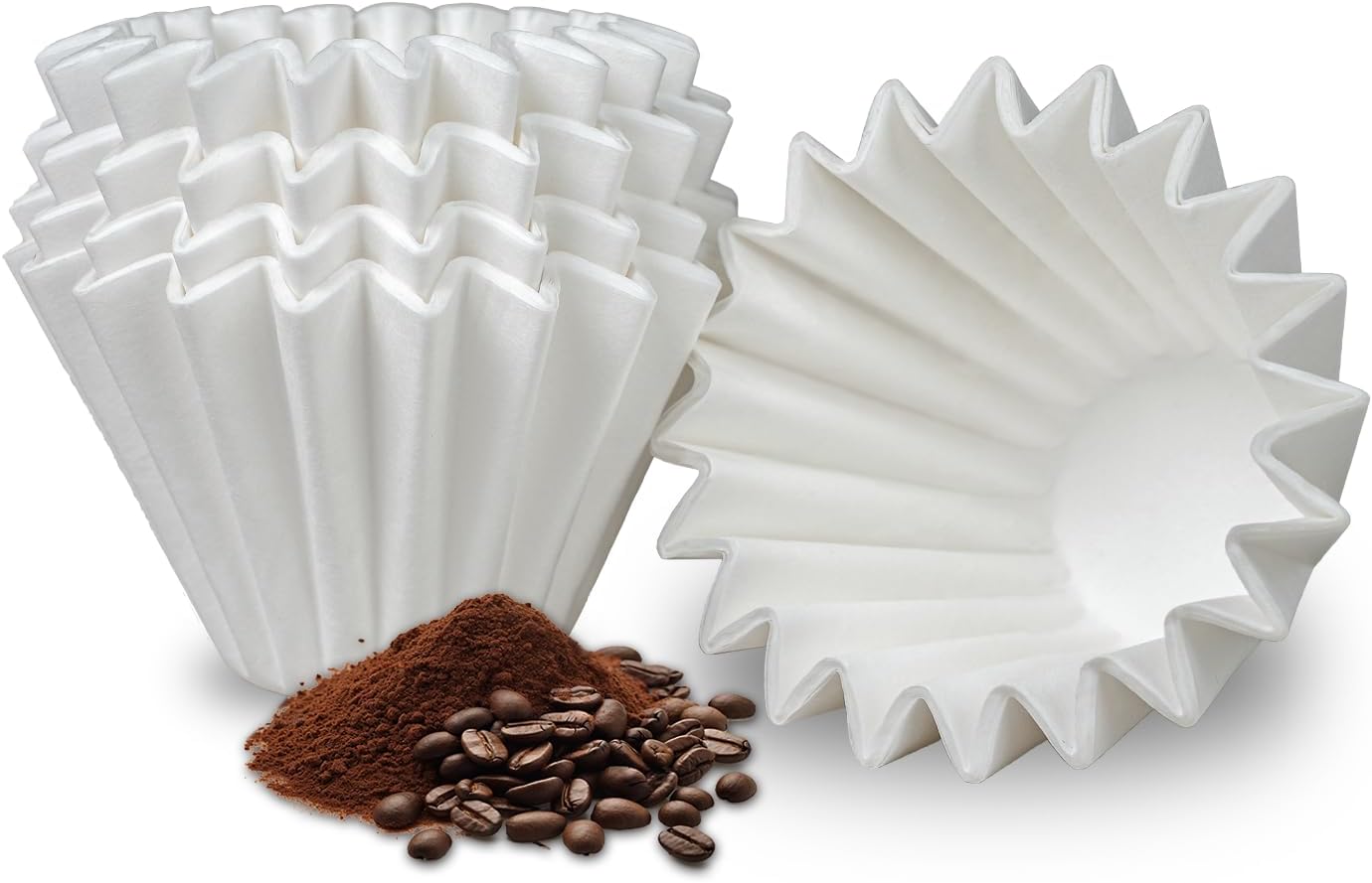 Zestaw 100 małych, jednorazowych filtrów do kawy na 1 do 2 filiżanek, kompatybilnych z dripperem Kalita Wave z serii 155, jednorazowe filtry do kawy