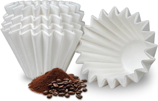 Opakowanie 100 małych jednorazowych filtrów do kawy na 1–2 filiżanki – kompatybilne z ekspresem przelewowym Kalita Wave Dripper serii 155