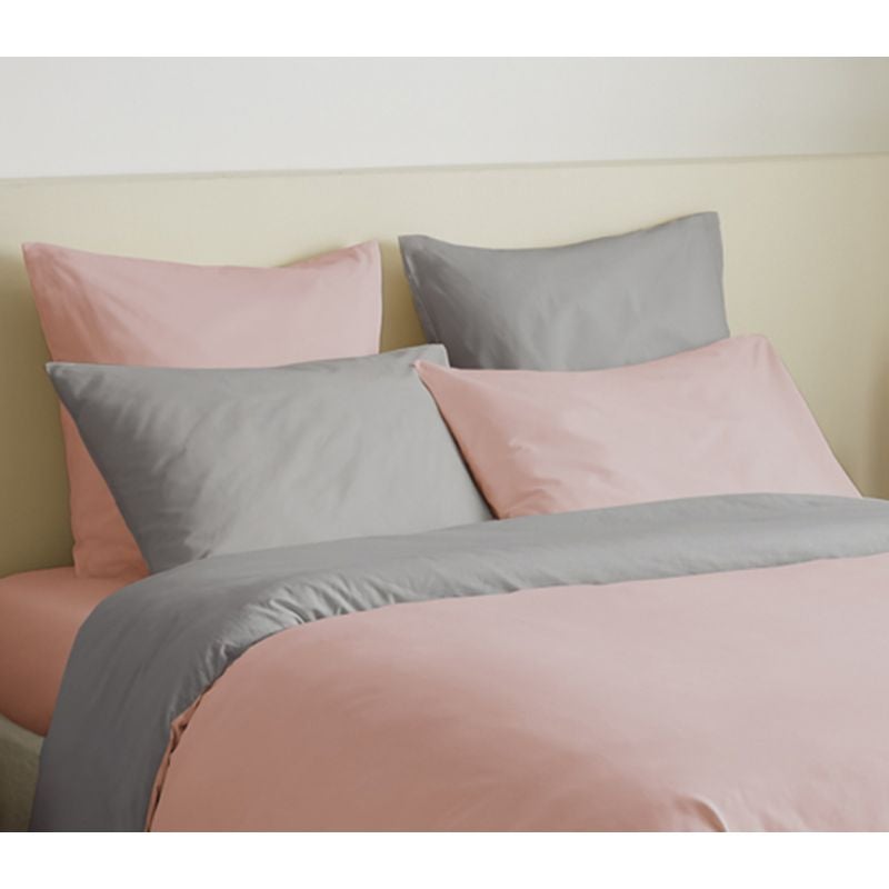 Pack complet 6 pièces Rose/Gris réversible housse de couette pour lit 160 x 200 cm - 3