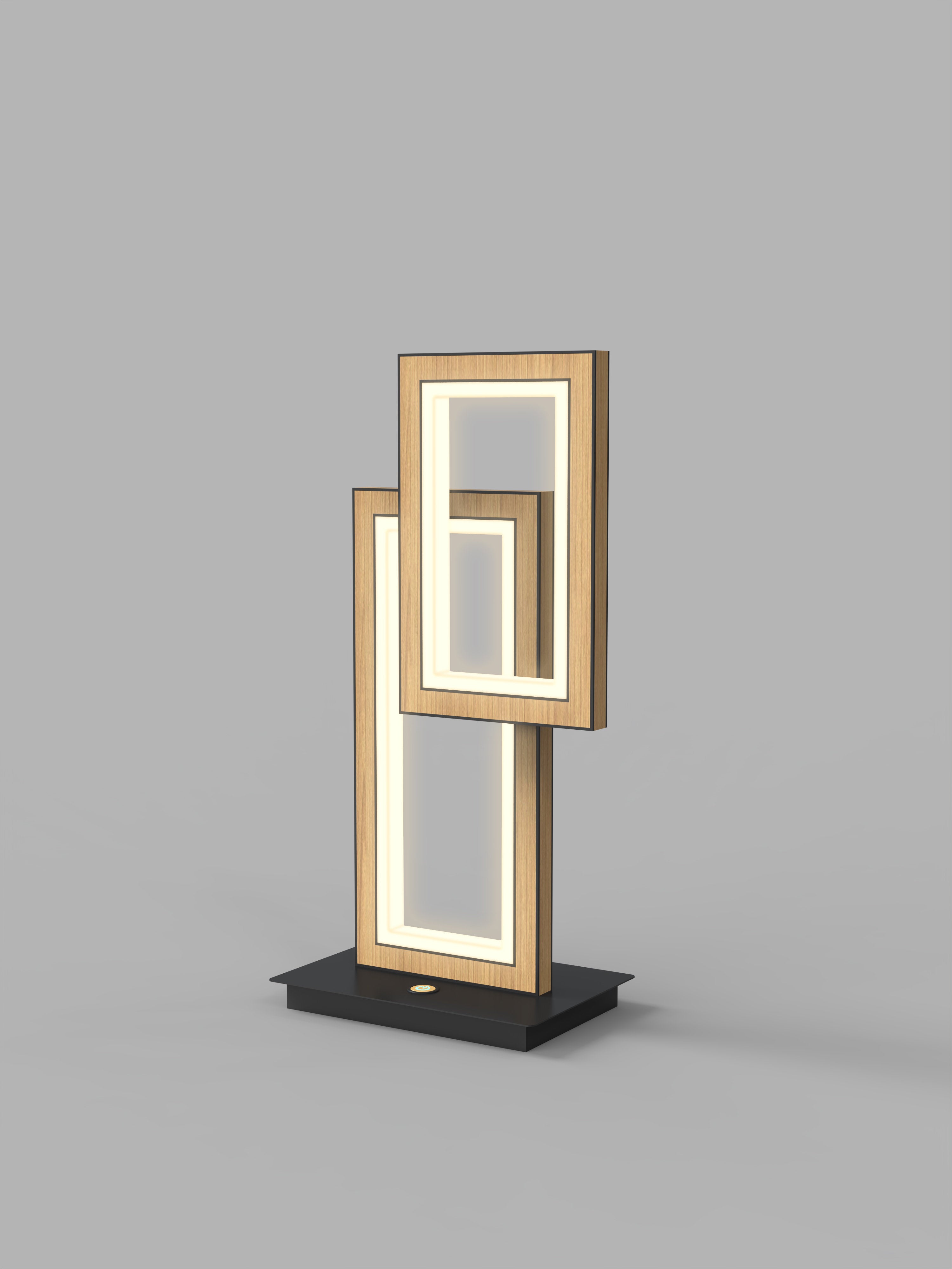 Lampe Ã&nbsp; poser LED dimmable PESCARA noir/bois H47,5cm - 6