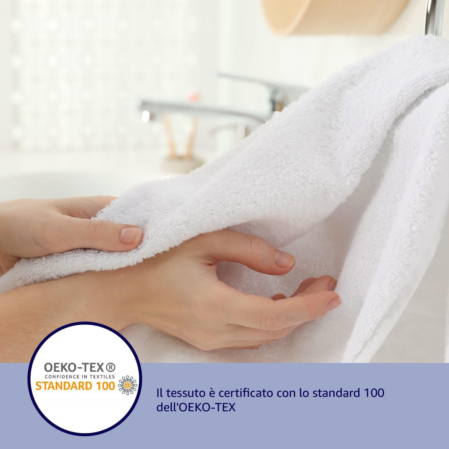 Set Asciugamani Bagno 4 Pezzi - Cotone 430 Gr/mq Made In Italy - Blu Jouy - Foto 7