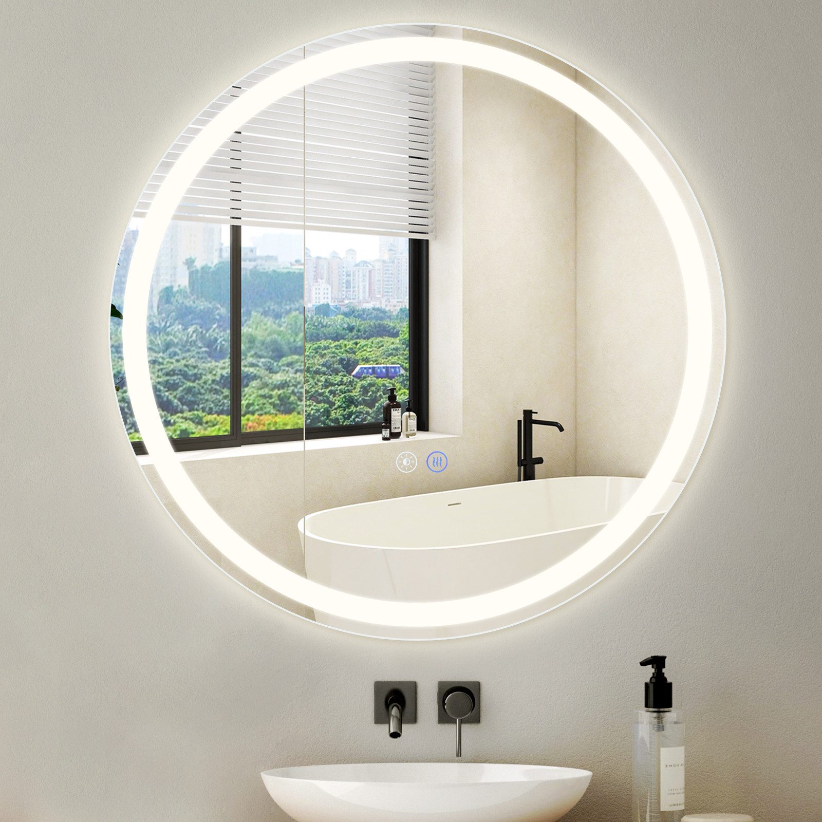 Miroir Salle de Bain Anti Buée LED Rond 70 cm – Lumineux et Tactile