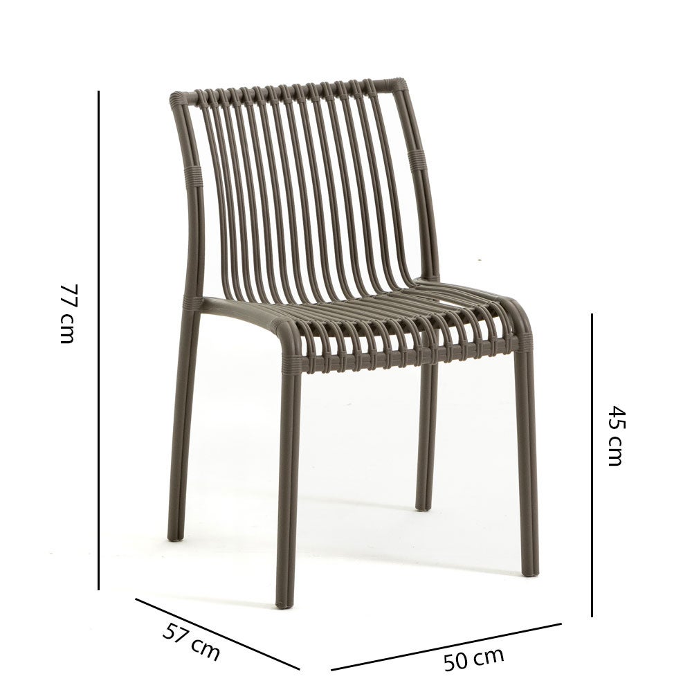 Lot de 4 Chaise de jardin sans coussin Olimpia en Polypropylène Marron - 2