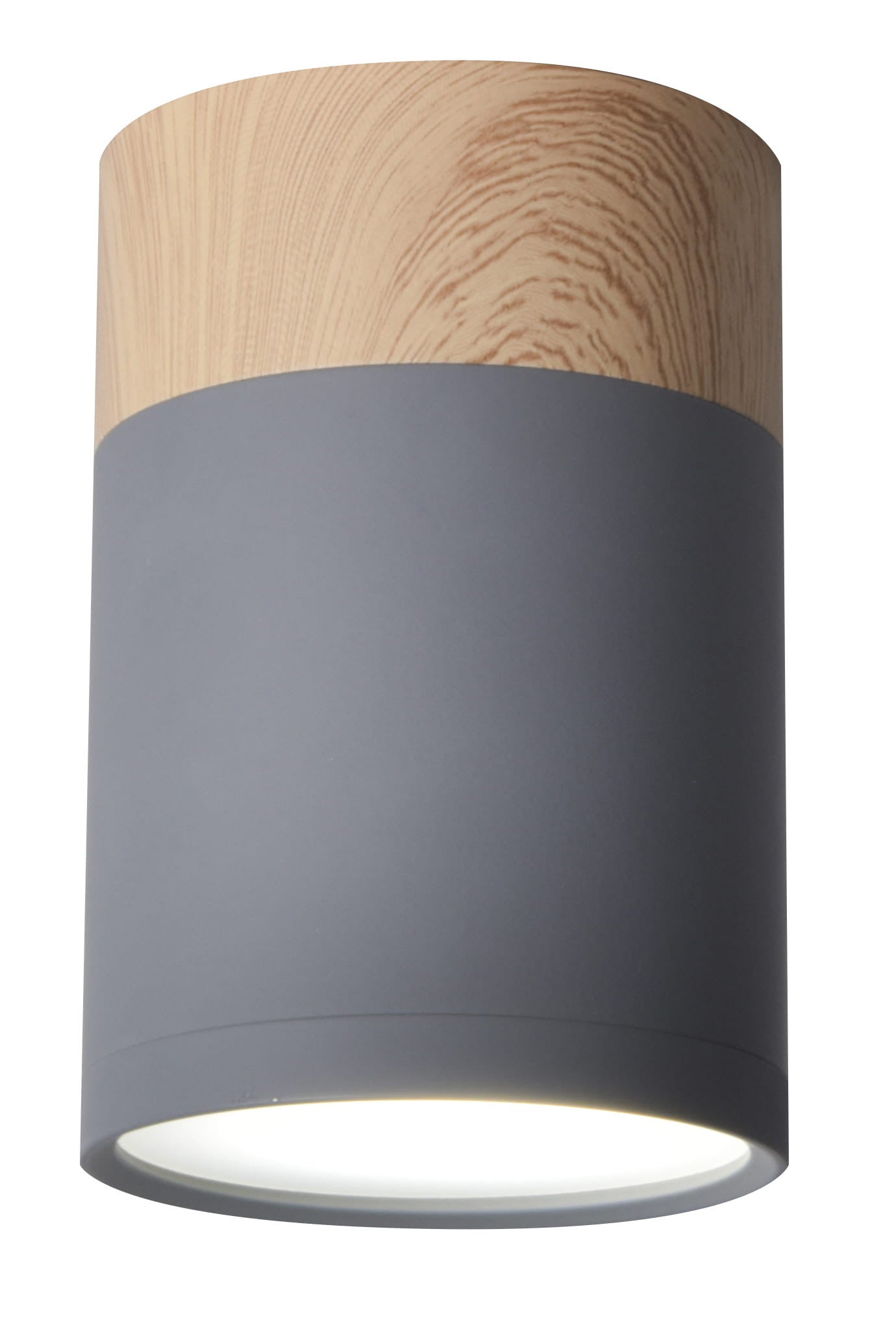 Reflektor sufitowy spot natynkowy Tuba okrągły szaro-jasne drewno 1xGU10x15W wym: 6,8 x 6,8 cm aluminium Candellux