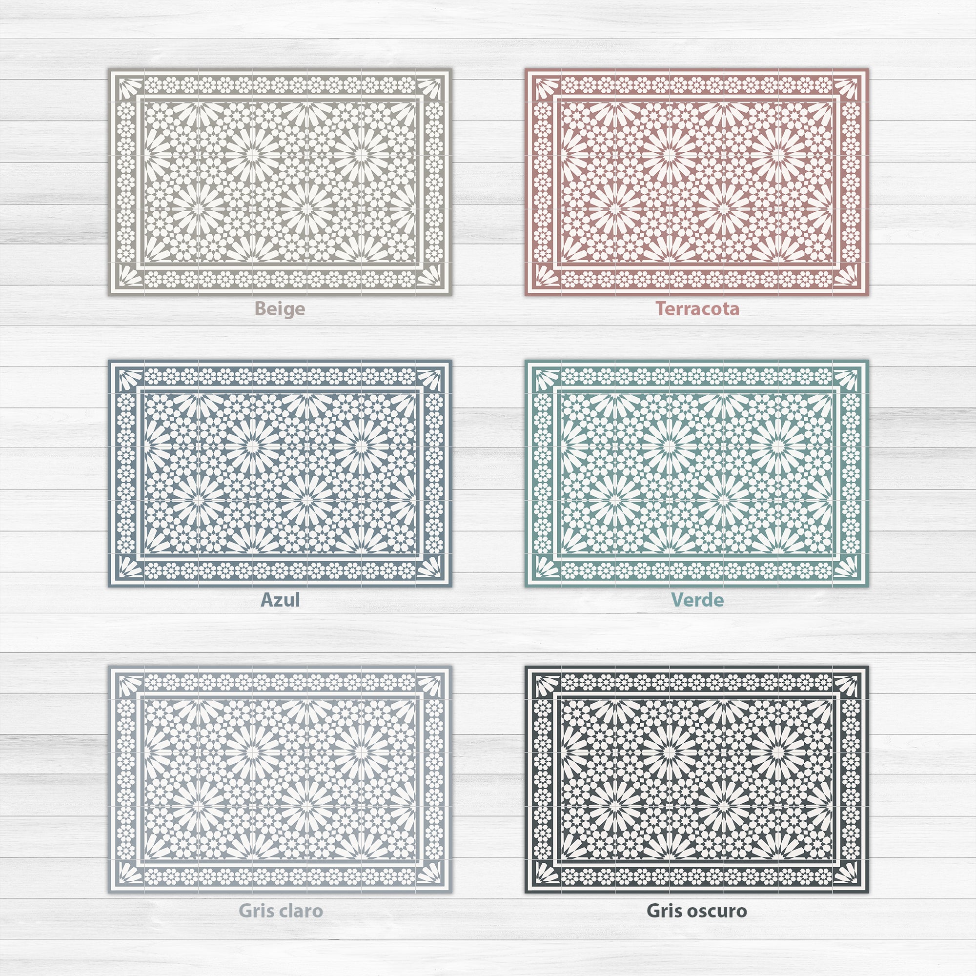 Tapis antidérapant en vinyle Samara gris oscuro 133x200 cm - PVC imprimé, lavable, ignifuge, pour le salon ou la cuisine, style hydraulique, gris - 8