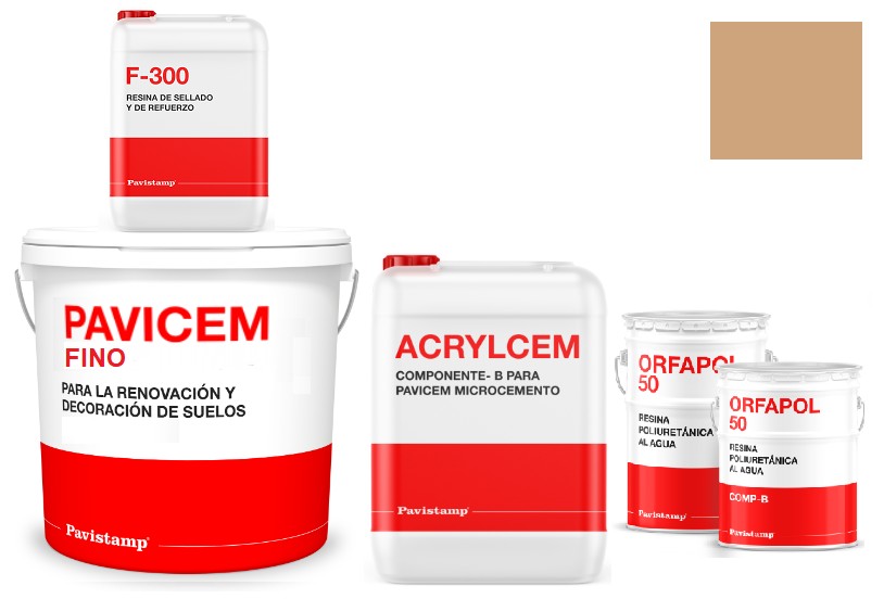 Kit microcemento 8 m2 bicomponente para paredes de yeso o pladur - poliuretano brillo-tierra