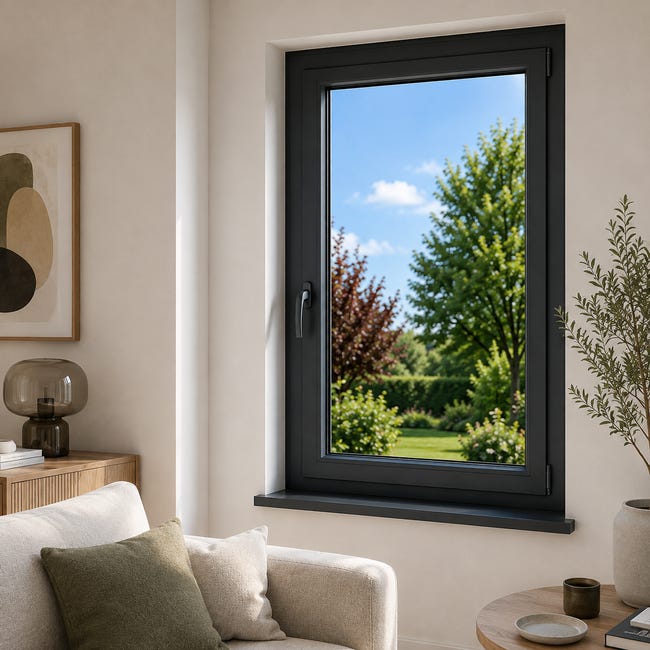 Pvc Inral7016 Fenetre PVC Confort 1 vantail sur mesure - 70x80 cm - Gris Anthracite ...