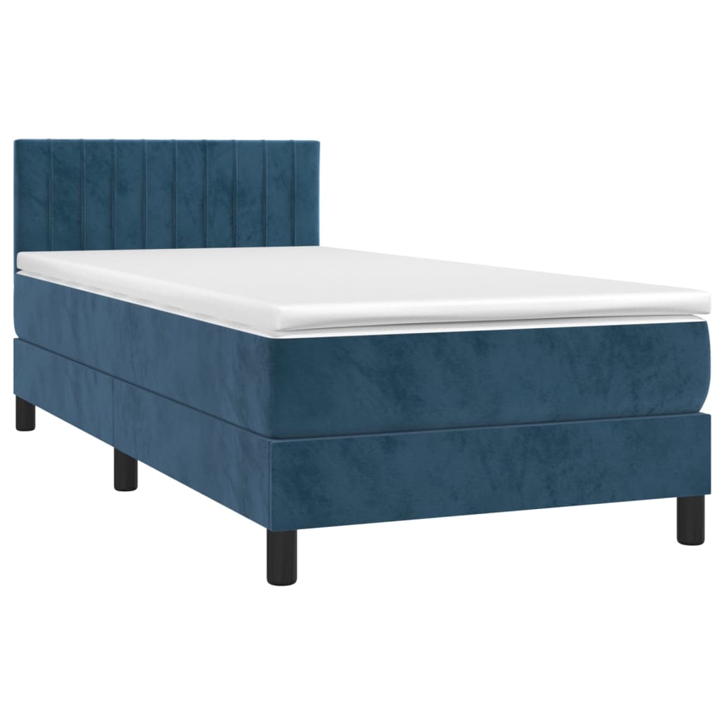 Lit à sommier tapissier avec matelas Bleu foncé 100x200 cm - 3