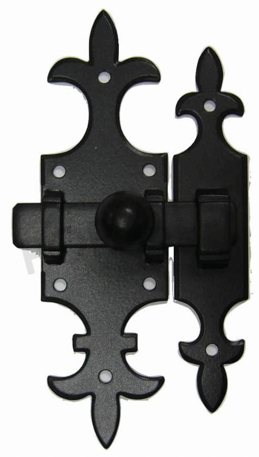 Targette rustique 679 finition époxy noir. Platine 140 x 40 mm