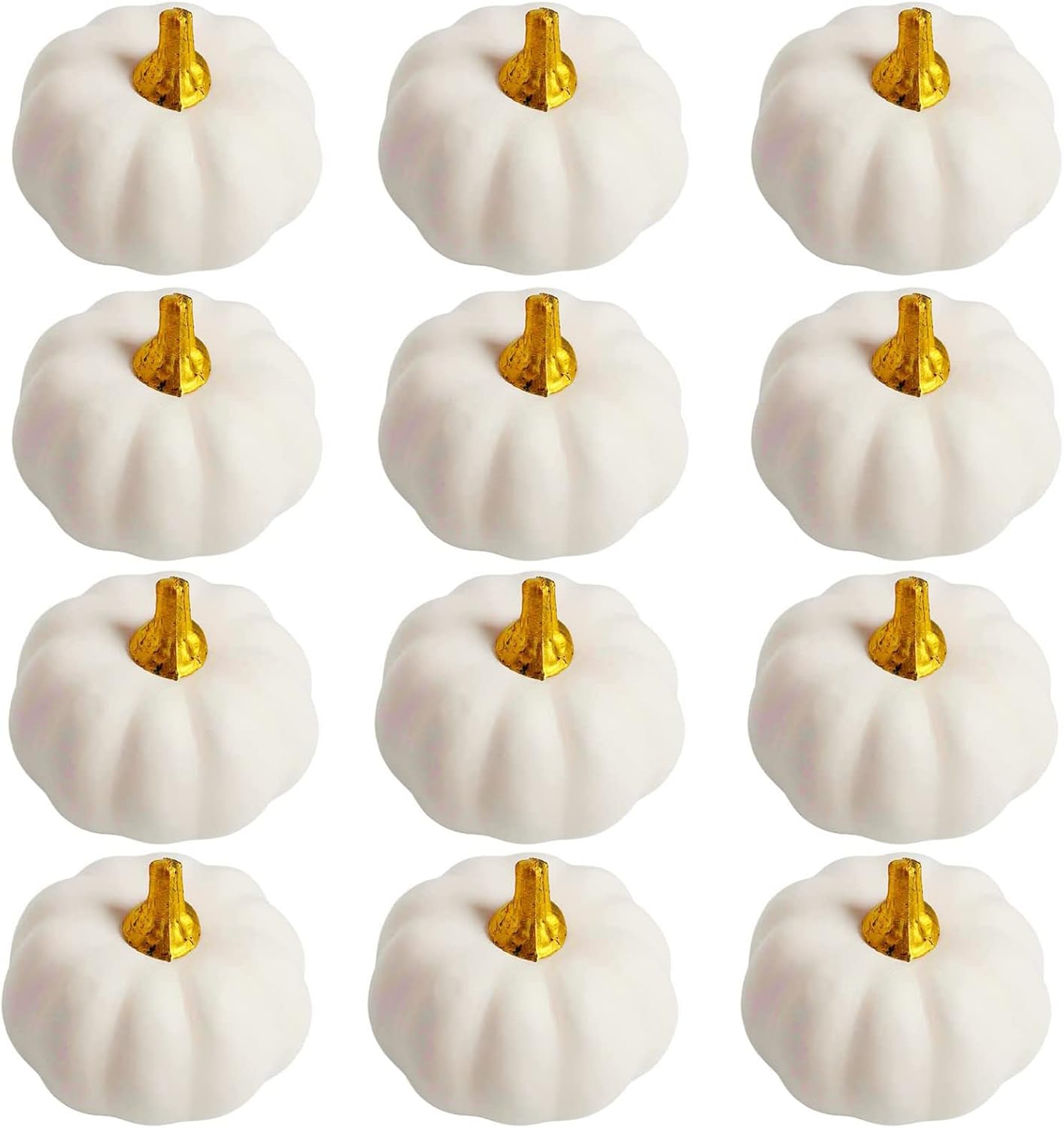 12 sztuk białych dyń dekoracyjnych, zestaw jesienny, sztuczne mini dynie na zbiory, Halloween, Święto Dziękczynienia