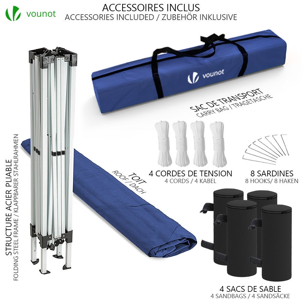 Gazebo Plegable Cenador 3x3 m Pabellon de Jardín, Azul - 4
