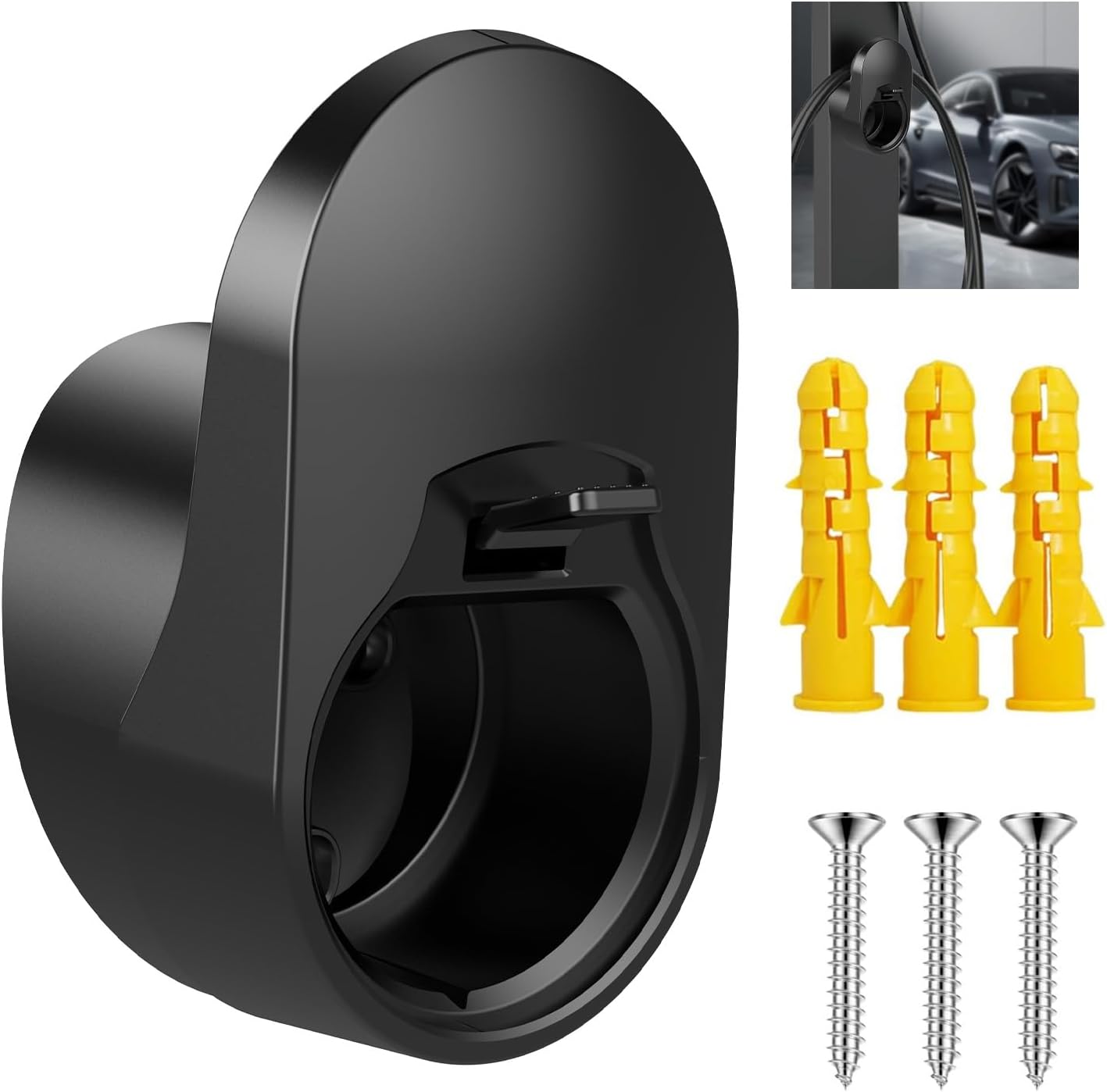 Kit Inclus Support Mural Egnio Pour Câble De Charge Voiture électrique - Compatible Prises IEC 51296-2 - Installation Facile Rangement Câble Charge Résistant