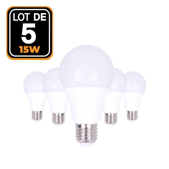 5 bombillas LED E27 15W 3000K