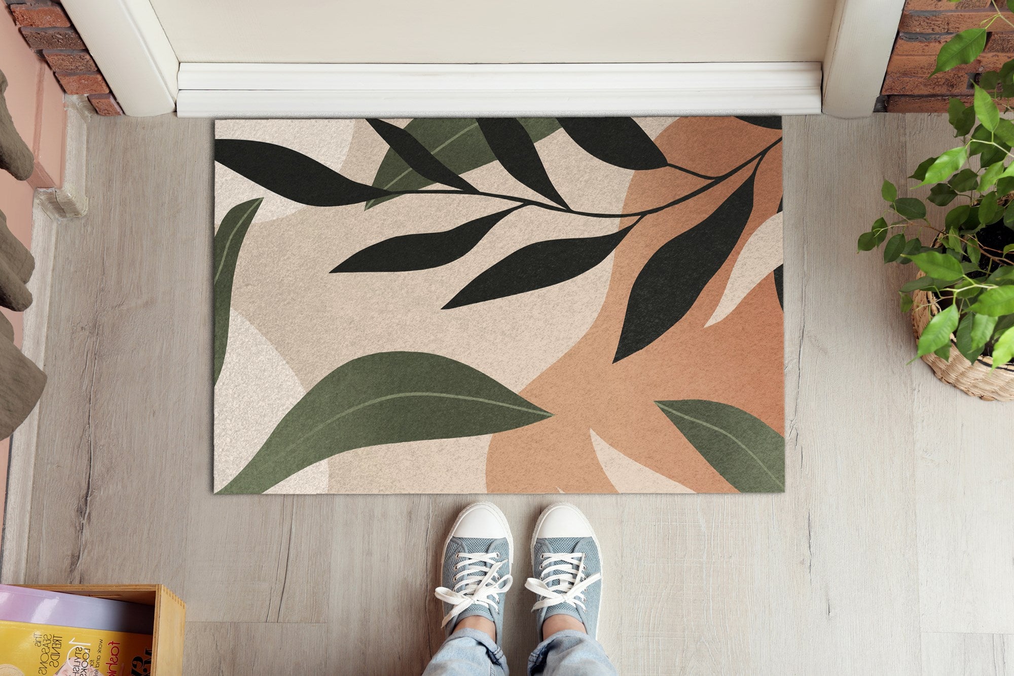 Tapis d'entrée - Confortable et élégant 150 x 100 cm Abstraction tropicale Paillasson d'intérieur moderne - 6