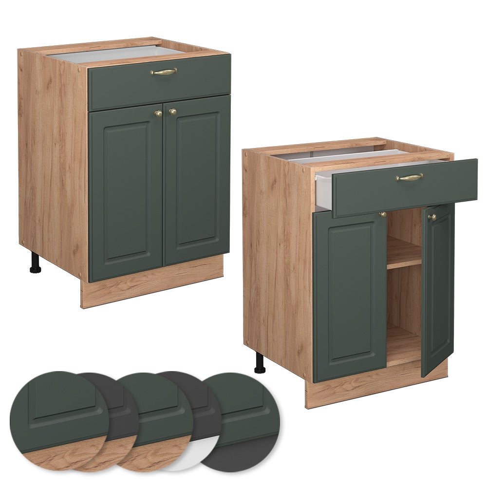 Vicco Meuble cuisine Fame-Line, Vert Or Campagne, 60cm avec tiroir, sans PT - 5