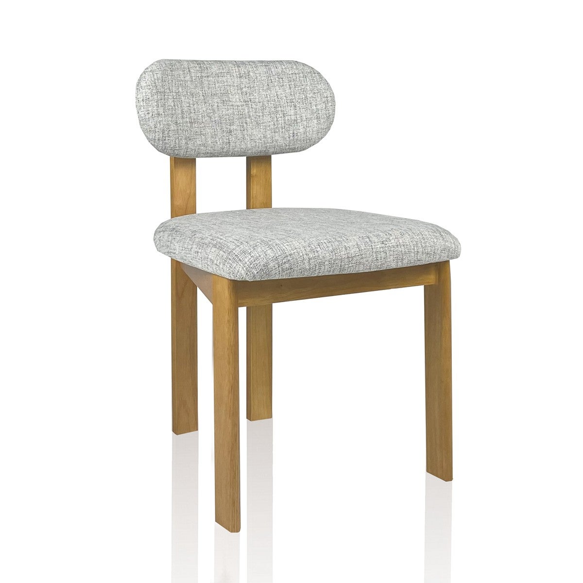 Zestaw 2 krzeseł TRIPOD WOOD z drewna dębowego i tkaniny w kolorze jasnoszarym, 50x56x80 cm do jadalni