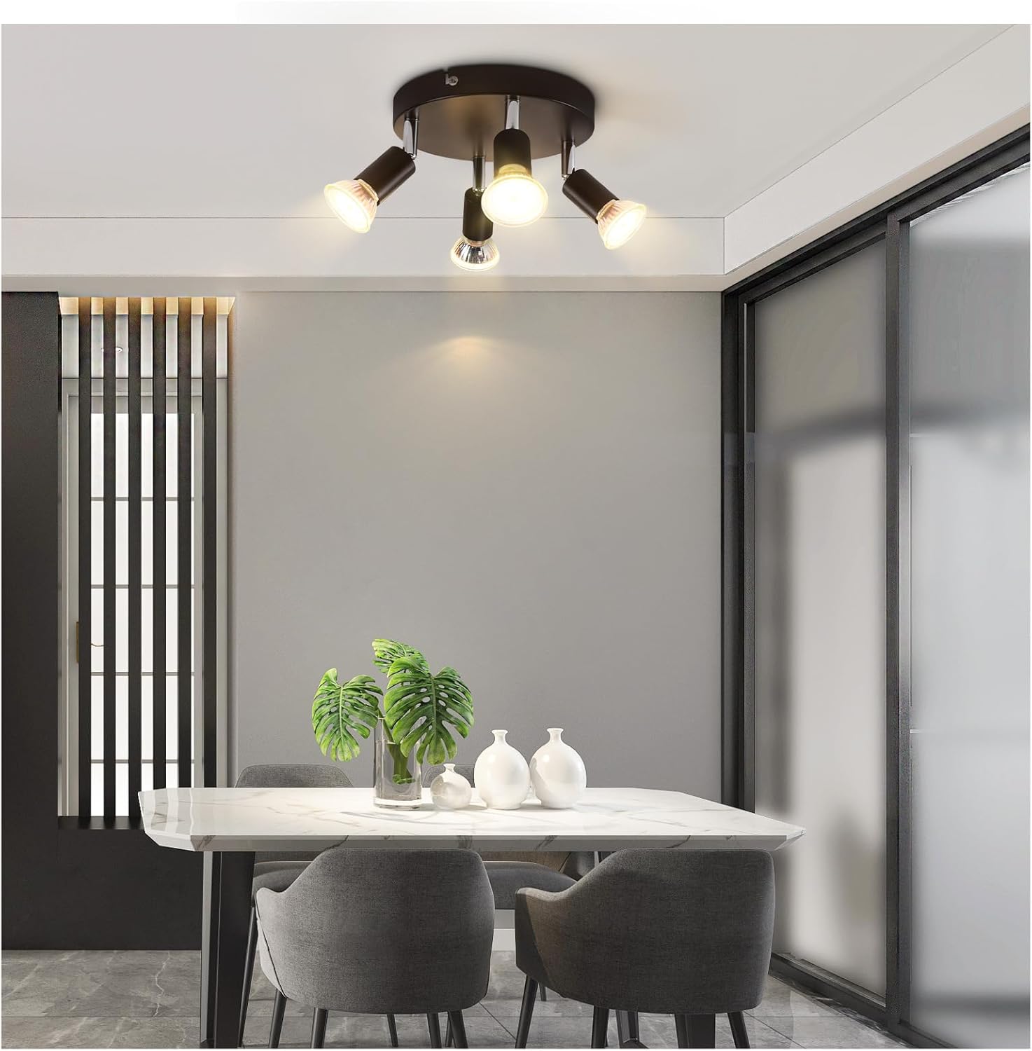 NETTLIFE 4 Focos de Techo Giratorios Negros GU10 Lámpara Moderna de Metal para Salón Cocina Pasillo y Comedor - 6
