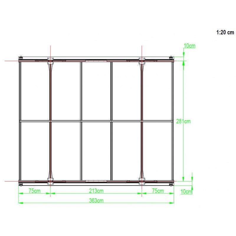 X-METAL Carport autoportant aluminium polycarbonate 10,89m² anthracite - 2