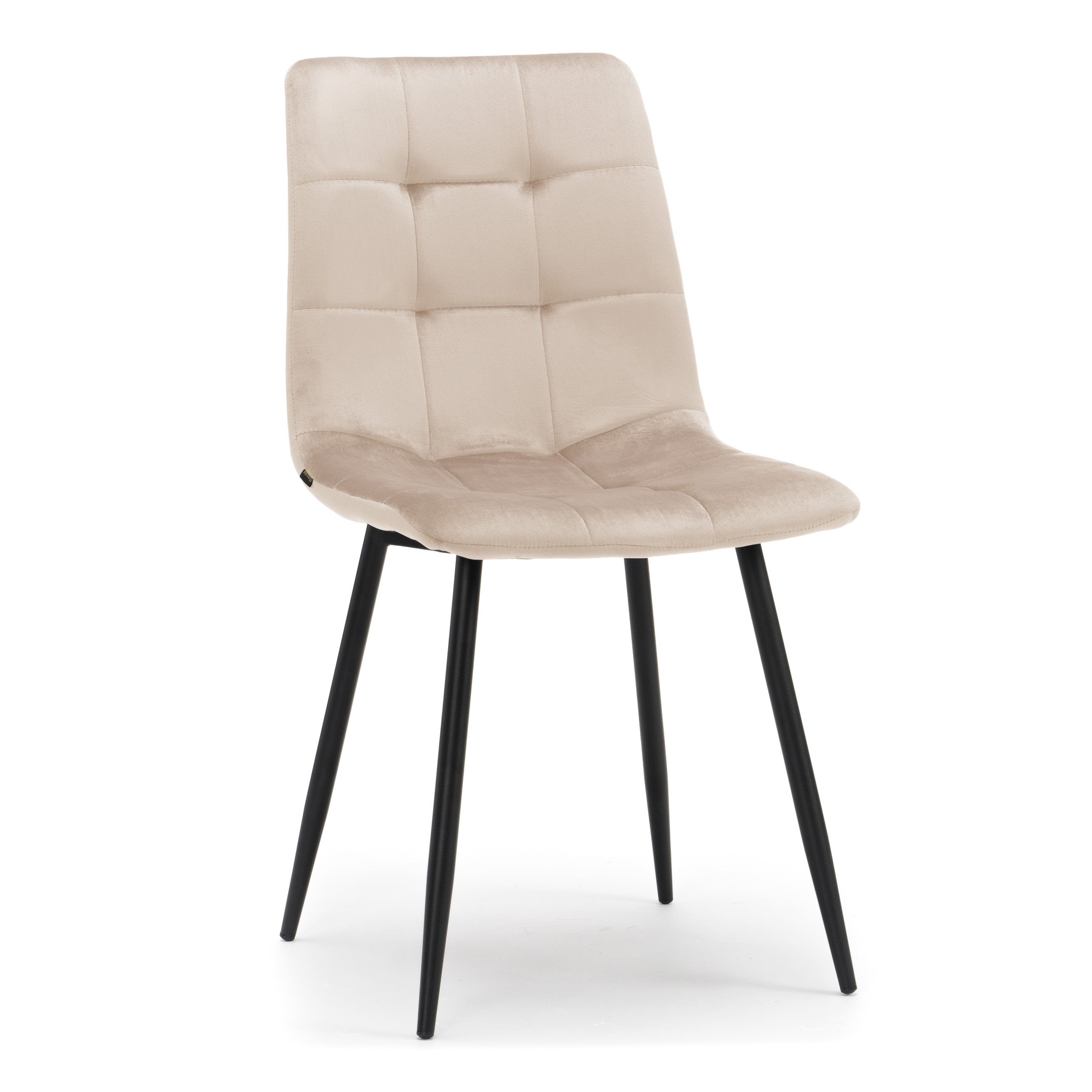 Krzesło tapicerowane pikowane welurowe do salonu PARMA beżowe
