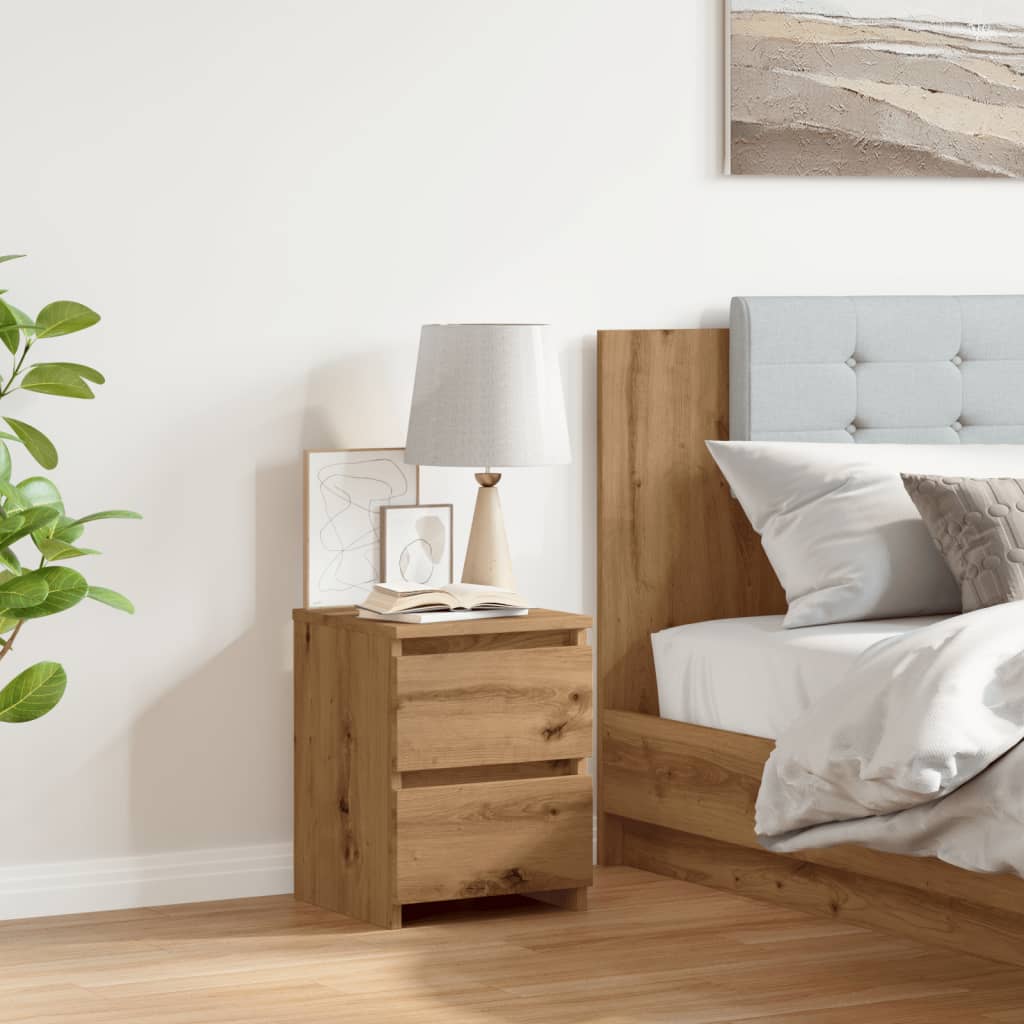 Lot De 2 Tables De Chevet 30x30x40 Cm – Chêne Sonoma, 2 Tiroirs, Bois D’ingénierie, Pour Chambre Ou Bout De Canapé