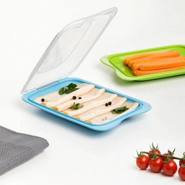 Set 1 Contenitori Snack Linkidea Con 3 Scomparti Rimovibili, 120 Ml Ciascuno, Impilabili, Microonde E Lavastoviglie