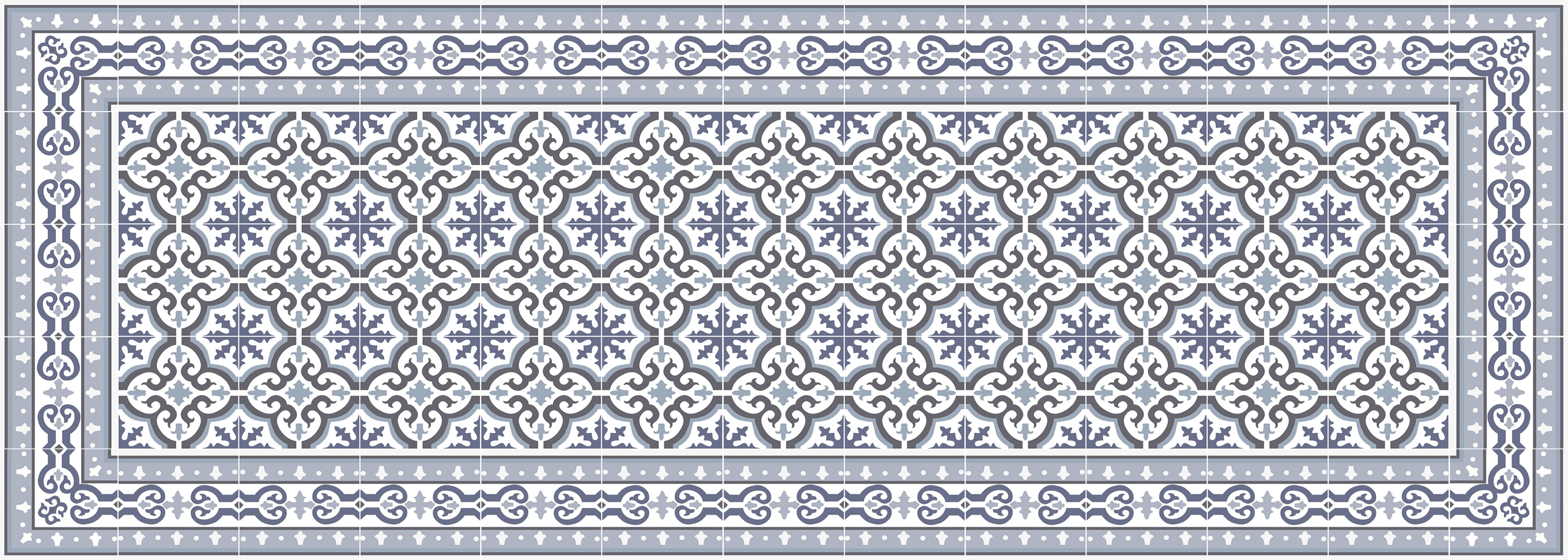 Alfombra de vinilo jeanette 50x140 cm - pvc antideslizante, vinilica para cocina o salón, lavable, estilo hidraúlico