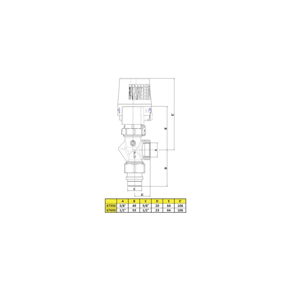 Corps thermostatique équerre inversé F1 2 ORKLI 67650 - 2