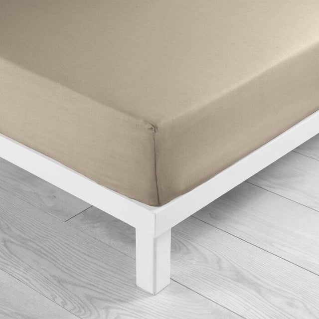 Drap-housse 1 personne 90 x 190 cm coton 57 fils LINA Sable – Bonnet 30 cm