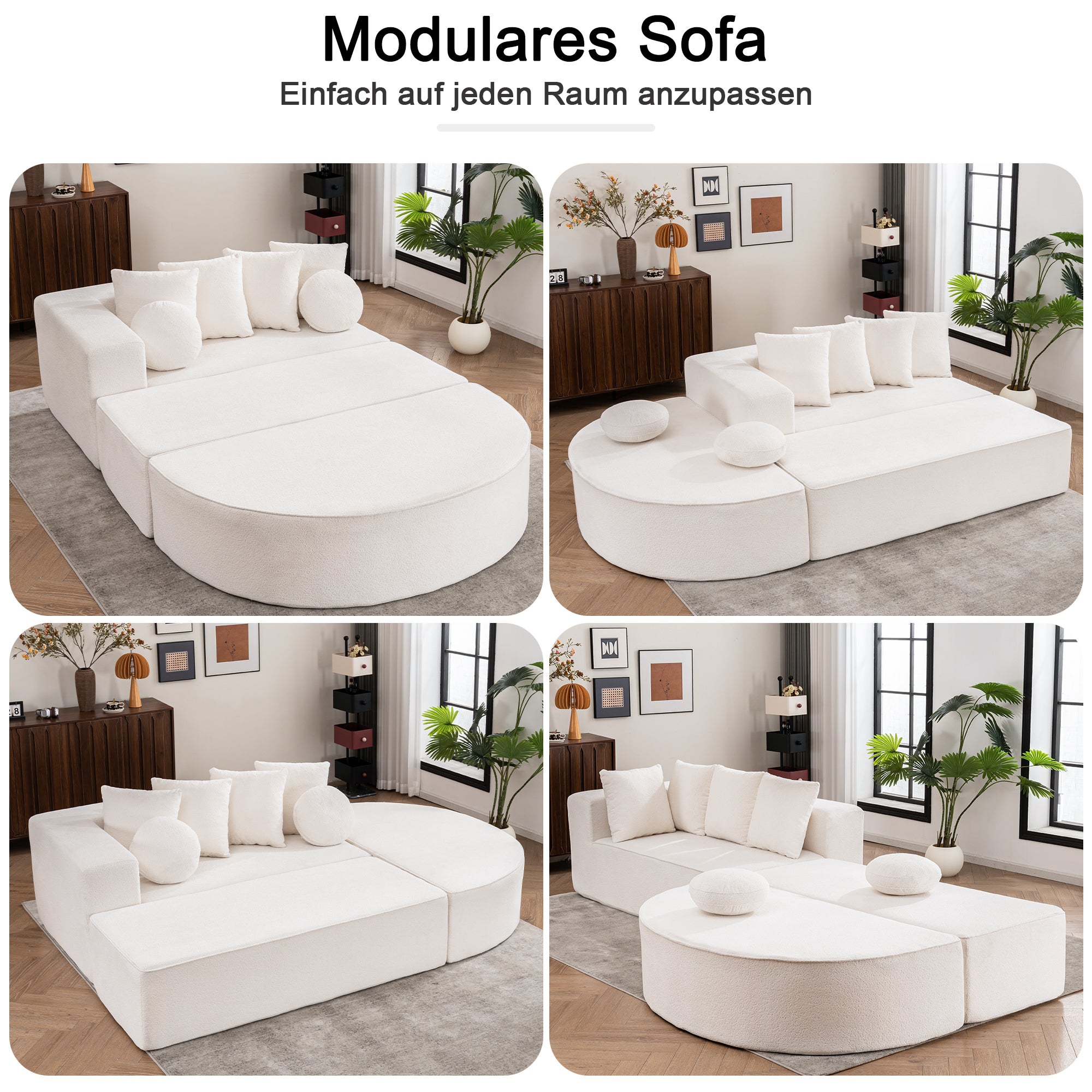 Canapé d'angle convertible 5 places - velours côtelé xl - blanc Canapé