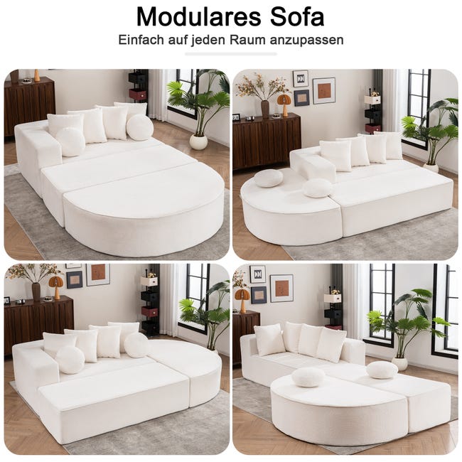 Canapé d'angle convertible 5 places - velours côtelé xl - blanc Canapé Canapé d'angle convertible 5 places - velours côtelé xl - blanc Canapé