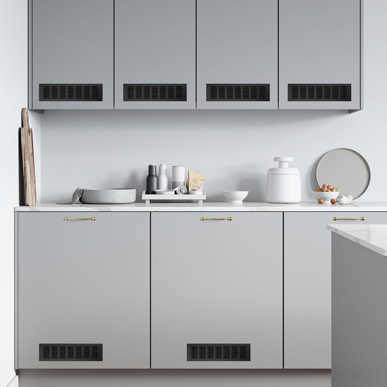 Kratka wentylacyjna, aluminiowa do wentylacji szaf i pomieszczeń, 30x8cm, czarna, 4 sztuki - 3