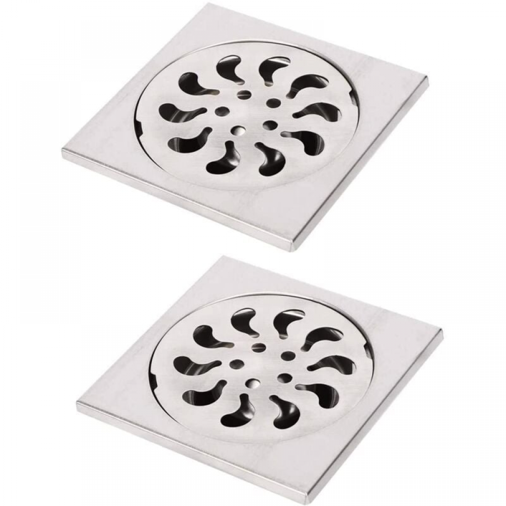 Sitko do zlewu - filtr do włosów w prysznicu - stal nierdzewna -2 sztuki - 10x10 cm - srebrne