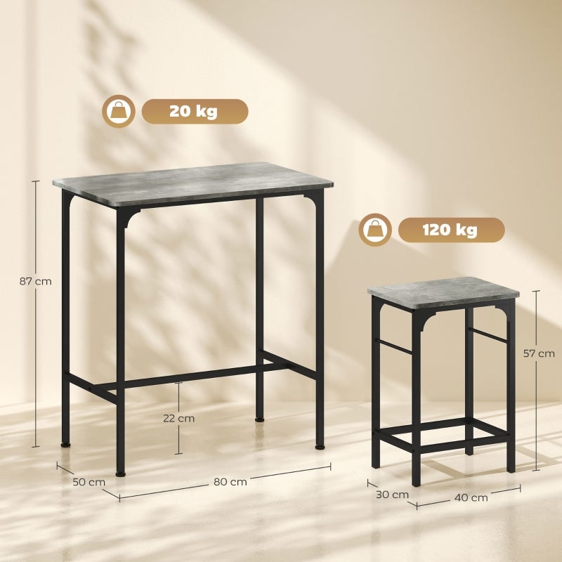WOLTU Set Tavolo e 2 Sgabelli da Bar Contatore Cucina Tavolino Legno e