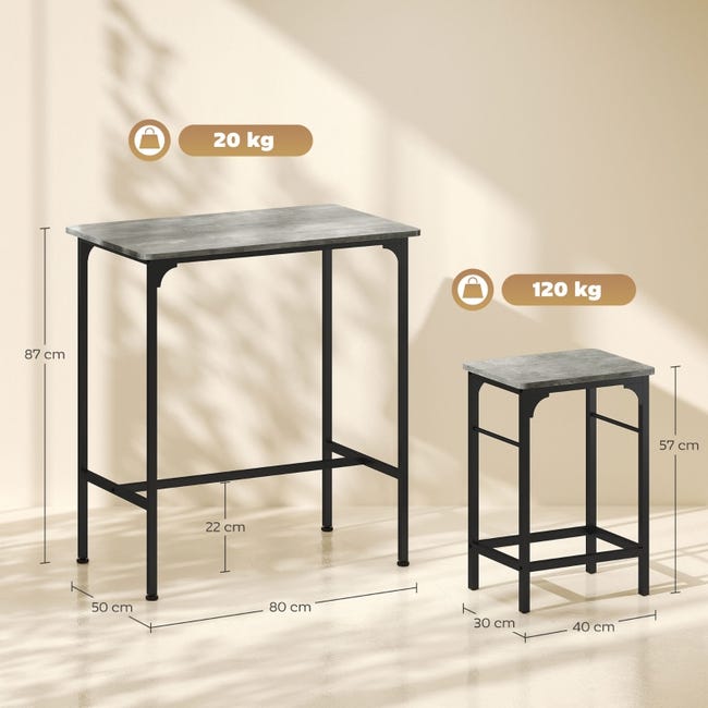 WOLTU Set Tavolo e 2 Sgabelli da Bar Contatore Cucina Tavolino Legno e WOLTU Set Tavolo e 2 Sgabelli da Bar Contatore Cucina Tavolino Legno e