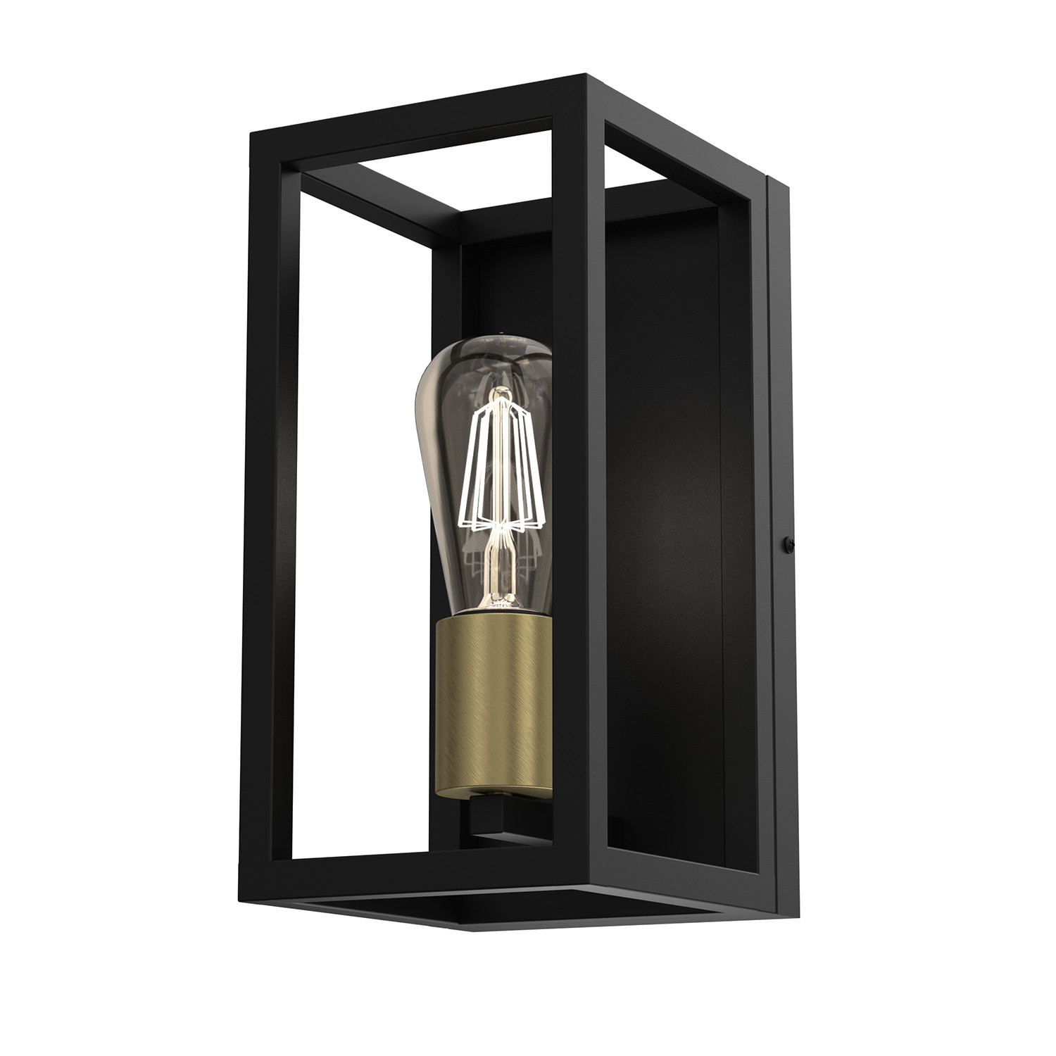 Kinkiet ścienny Frame czarny mat-mosiądz antyczny - patyna 1xE27x15W wym: 30 x 15 x 17 cm metal IP20 Luminex
