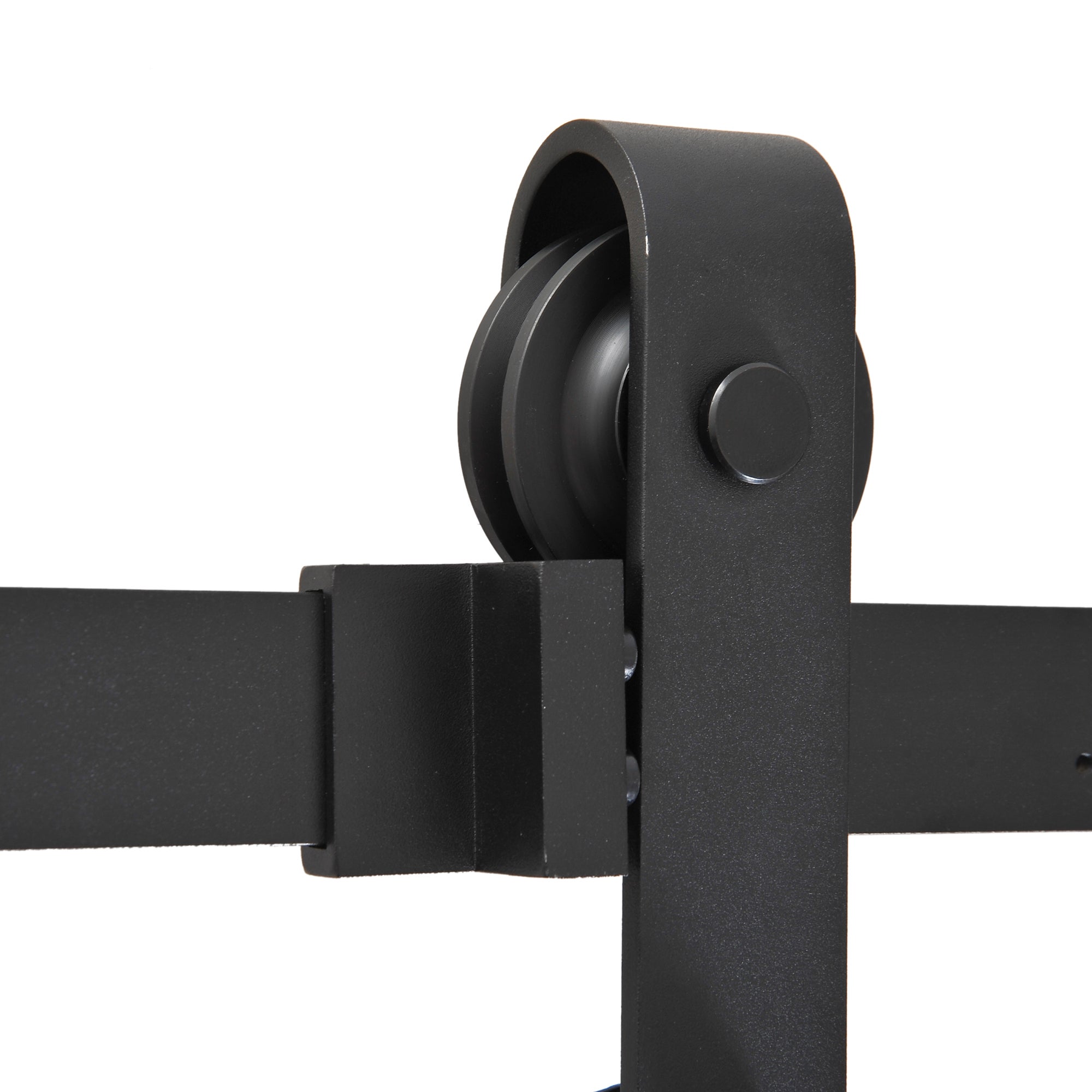 Kit d'accessoires pour rail de porte coulissante de 200 cm avec rail et roulettes, embouts style rustique, capacité de charge 90 kg, au carbone noir - 9