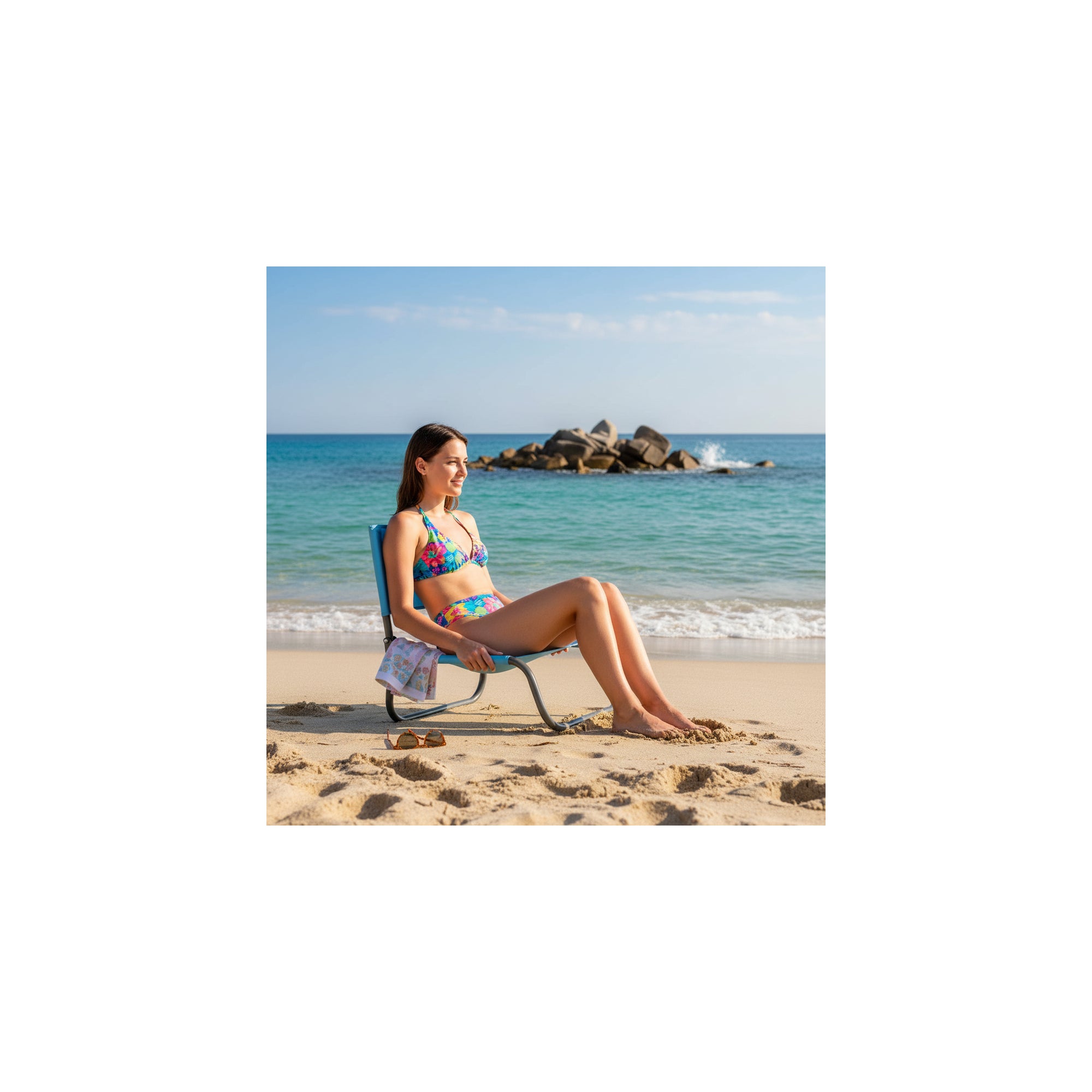 Lot de 2 chaises cale-dos de plage 1 pliure - O'Beach - Dimensions : 40 x 50 x 45 cm - 4