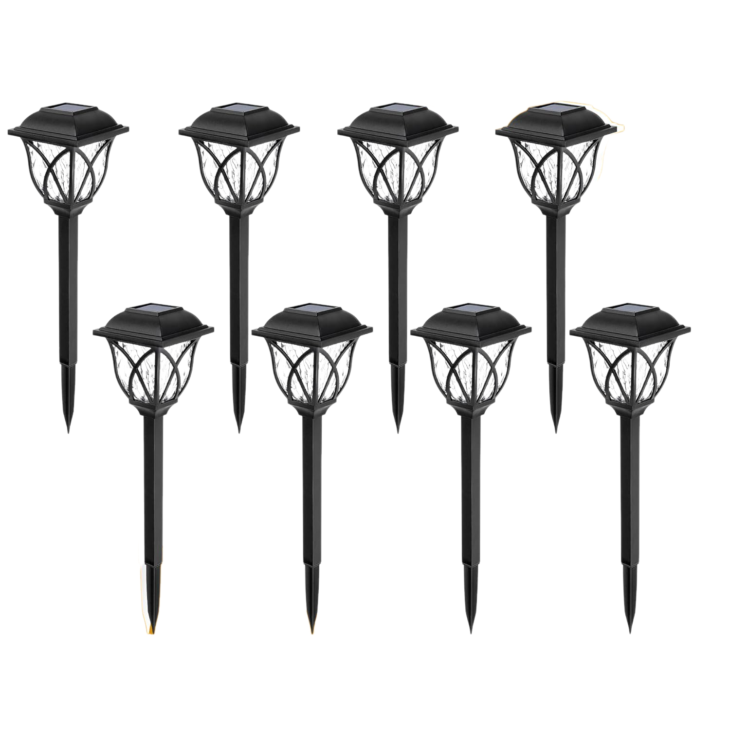 Zestaw 8 dekoracyjnych lampek LED zasilanych energią słoneczną do ogrodów, tarasów i aranżacji krajobrazowych (białe światło)