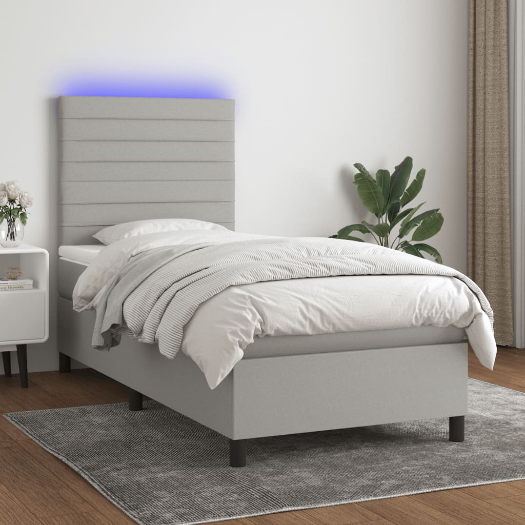 Maison Exclusive Sommier Lattes De Lit Avec Matelas Et Led Gris Clair X Cm Leroy Merlin