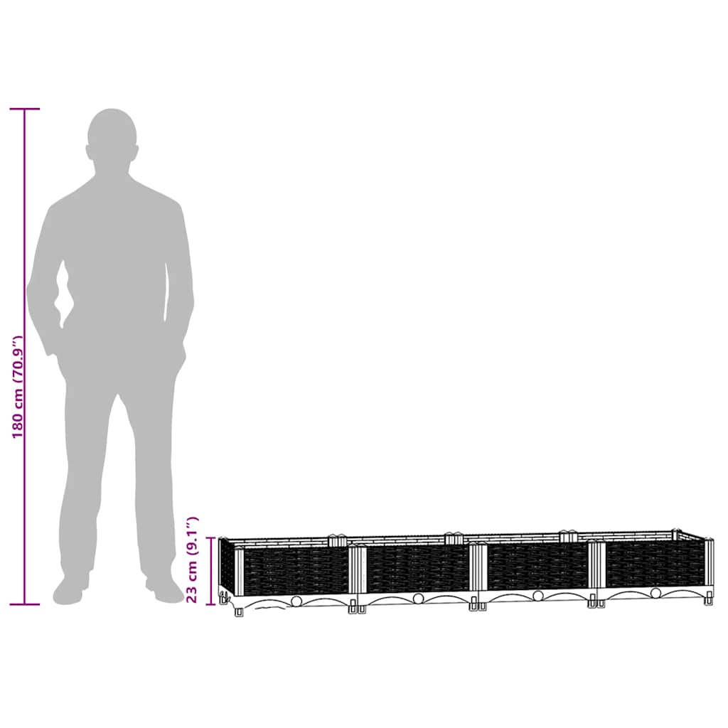 Maison Exclusive - Fioriera Rialzata 160x40x23 cm in Polipropilene - 9