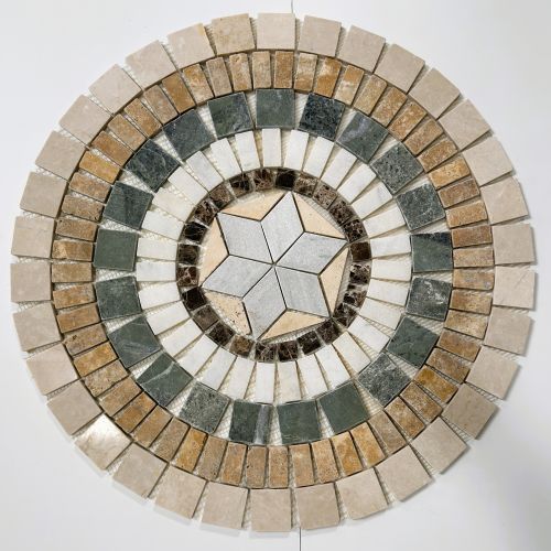 Albedo Pierre - Rosace en Marbre et Travertin - 65X65 CM