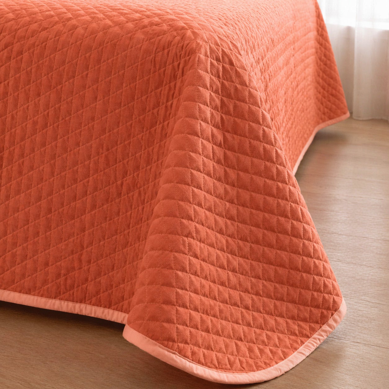 Colcha Bicolor Reversible Teja/Coral Cama 180cm Donegal Collections - 3