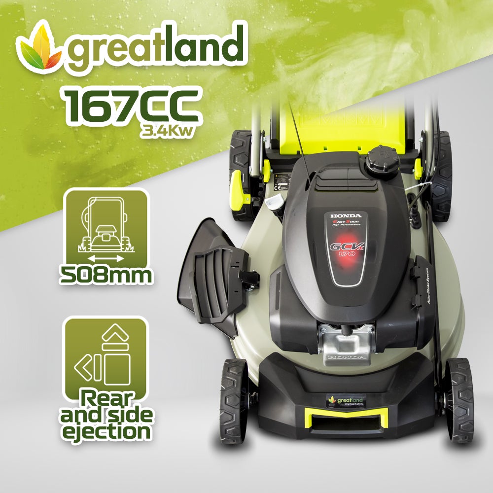 Tondeuse thermique tractée 167CC avec moteur Honda, mulching et éjection latérale - 3