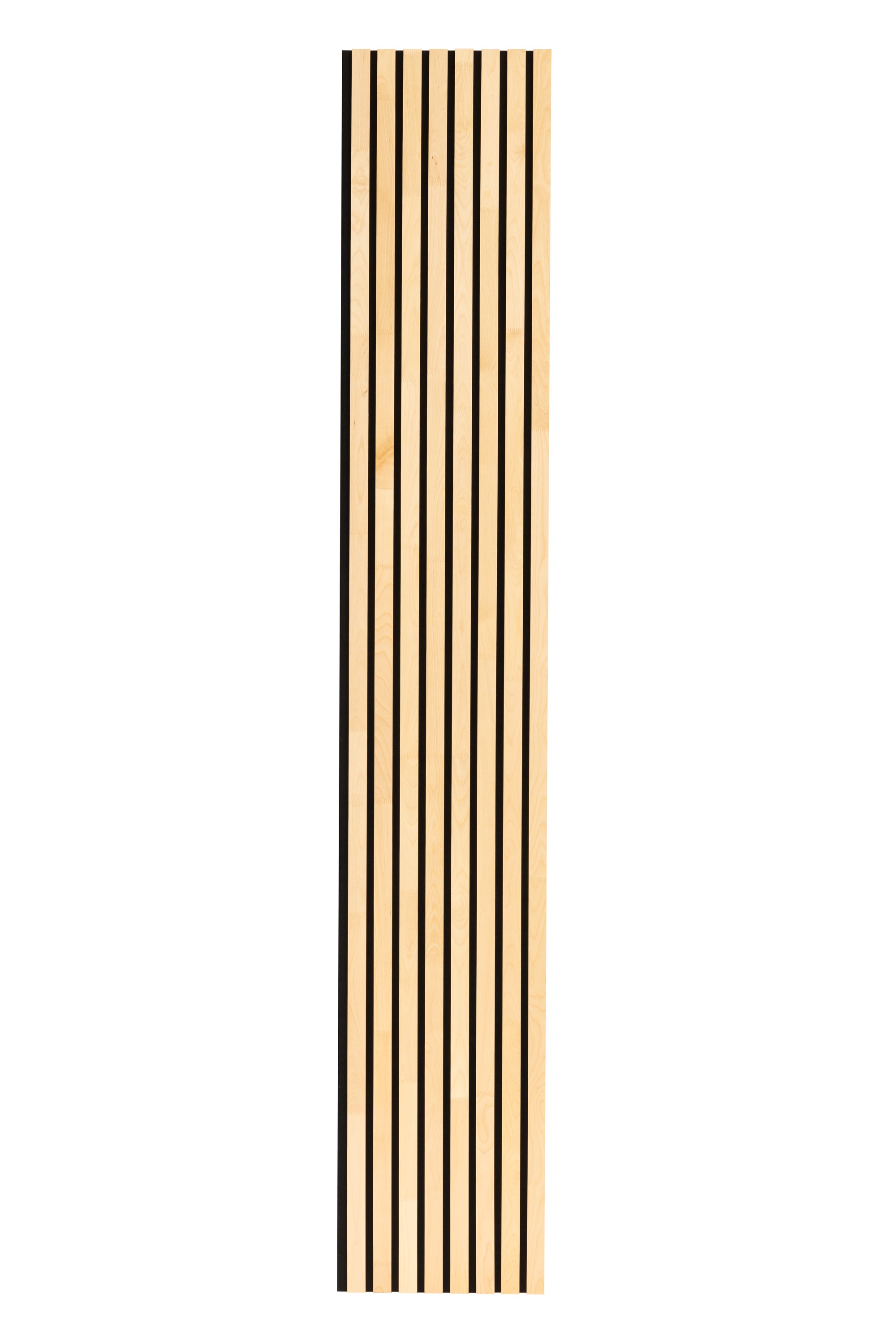 Panneau Tasseau Acoustique en Bois - Bois de Bouleau Massif - 2400x385mm - Lattes 40mm, Support en Feutre Noir - 7