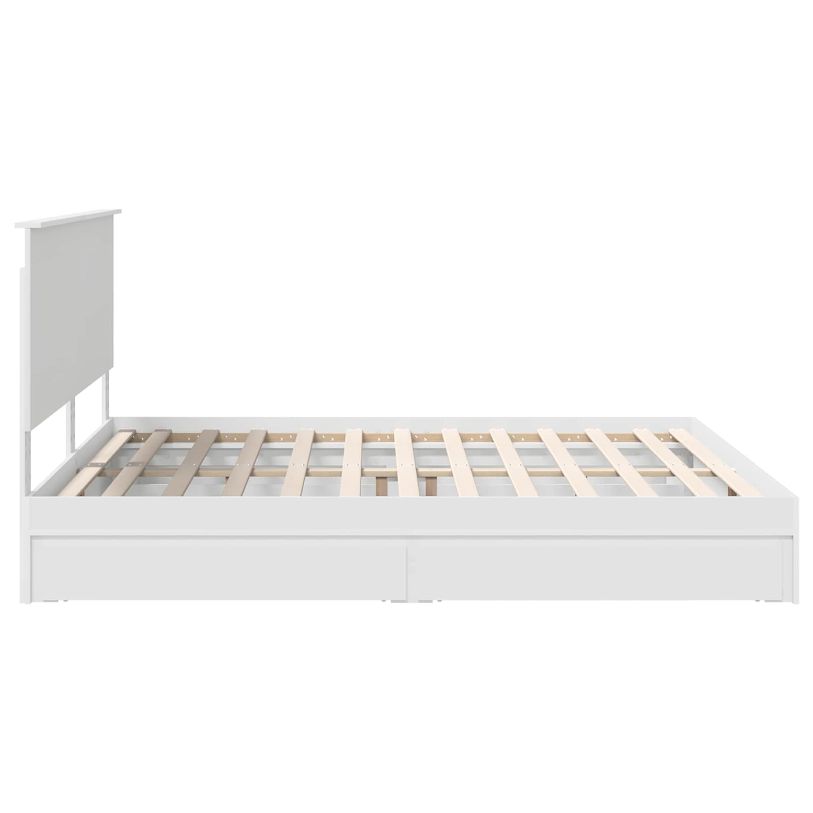 Lit de rangement blanc 180 x 200 cm panneau de bois - 9