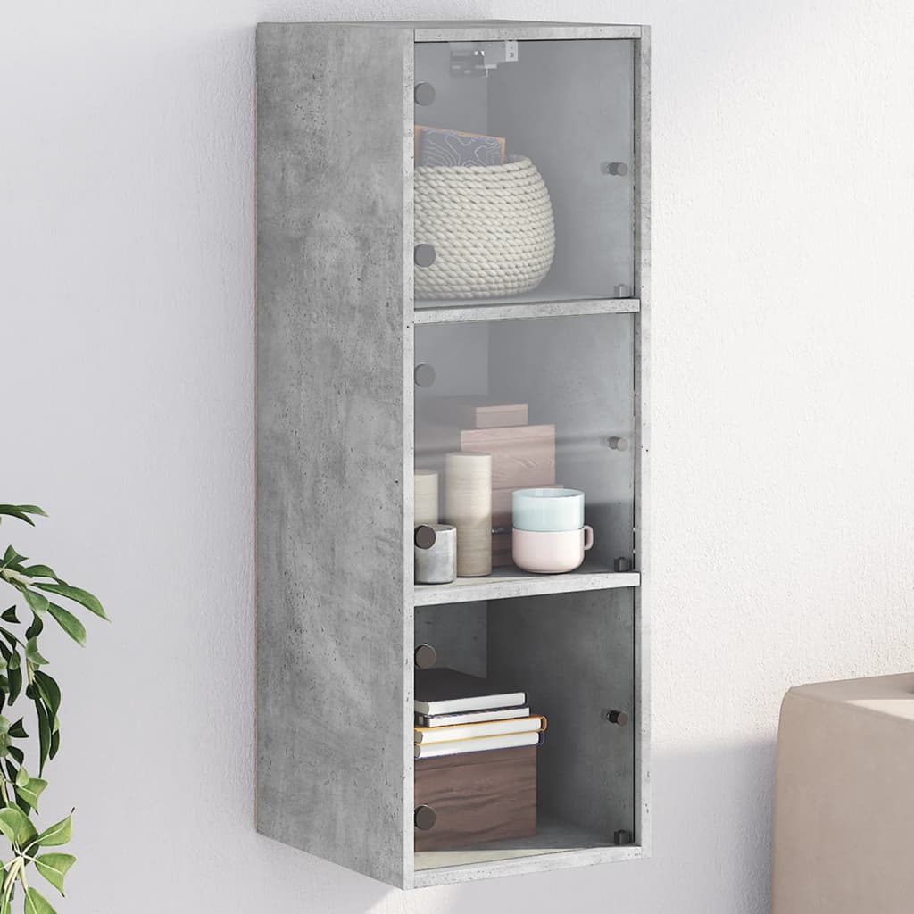 Mobile Pensile VidaXL Con Vetro - 40x31x60 Cm, Multistrato Grigio Cemento, 2 Ripiani Per Cucina - Foto 6