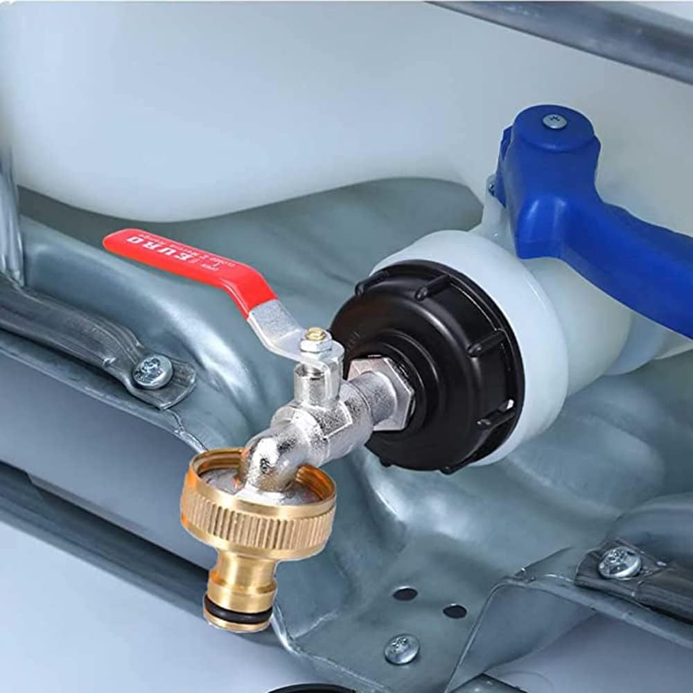 Raccord cuve eau S60X6 - Robinet ECO laiton 15 mm - Adaptateur de réservoir d'eau IBC 1000L 1/2 pouce - 8