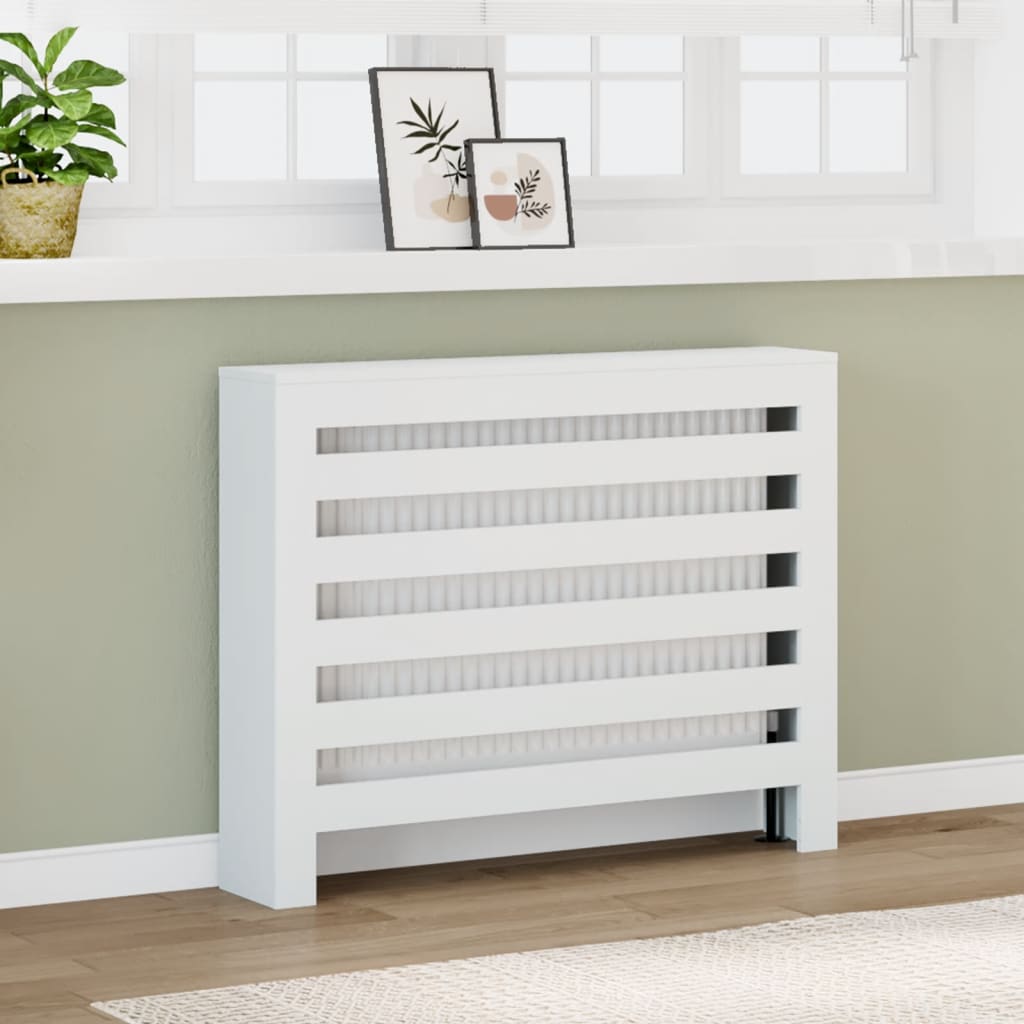 Meerveil Copertura Per Radiatore In Legno Orizzontale – Larghezza 109 Cm, Bianco, MDF Ecologico, Con Piano Portaoggetti - 4